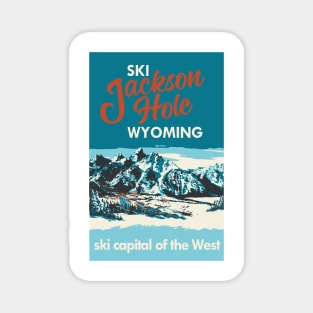 Ski Jackson Hole Wyoming Vintage Ski Poster Magnet