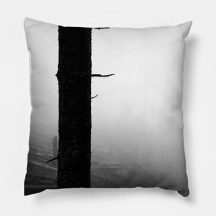 Misty forest black and white Pillow