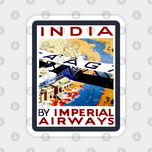 Imperial Airways Vintage Travel to India Print Magnet by posterbobs