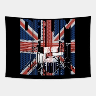 Drum Kit on Union Jack British Flag Tapestry