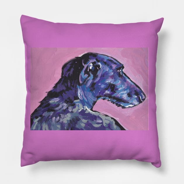 Scottish DeerHound Bright colorful pop dog art Pillow by bentnotbroken11