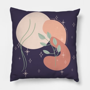 Abstract shapes stars and leaves digital design illustration Pillow