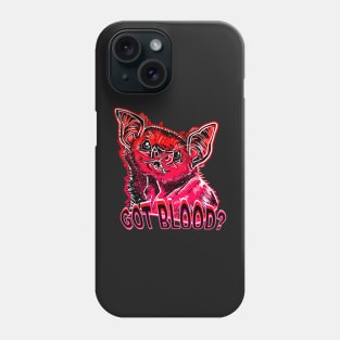 GOT BLOOD? Neon cute Vampire bat face shirt RED 2 Phone Case