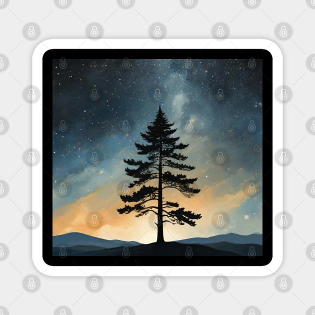 Whispers of the Cosmos: Pine Tree Harmony Magnet by ThatSimply!