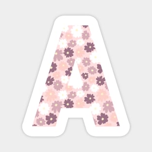 Letter A Purple Pink Flowers Background Design Magnet