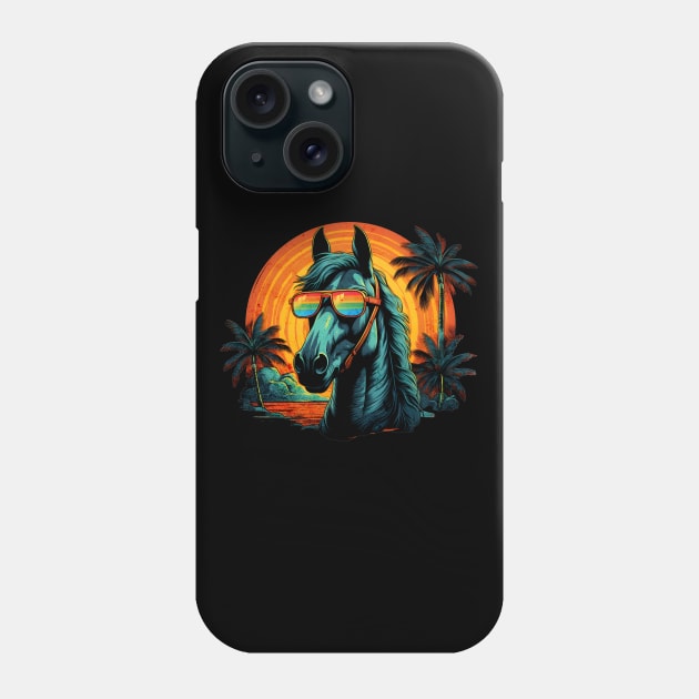 Retro Wave Rainbow Cleveland Horse Phone Case by Miami Neon Designs