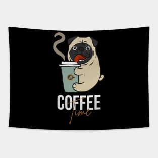 Pug Dog - Coffee Time Tapestry