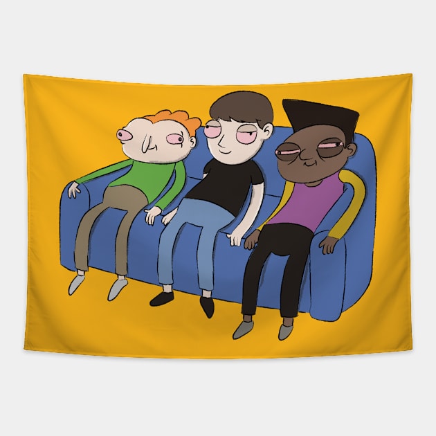 Funny 3 Stoner Guys Chillin' on the Couch Tapestry by ahstud 