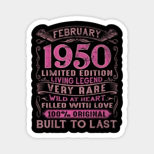 Vintage 70 Years Old February 1950 70th Birthday Gift Magnet