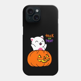 White Cat Pumpkin Trick or Treat Phone Case