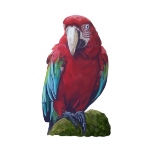 Scarlet Macaw - Digital illustration by AlmightyClaire