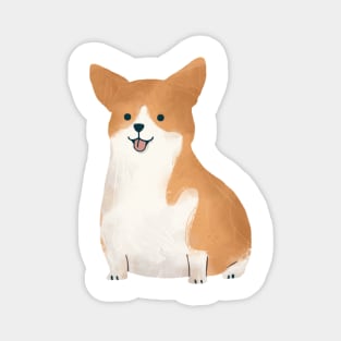 Cute Corgi Watercolor Illustration Magnet