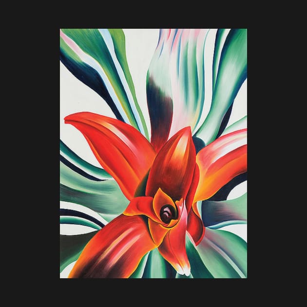 Georgia O'Keeffe - georgia o keeffe red flower green leaves by QualityArtFirst