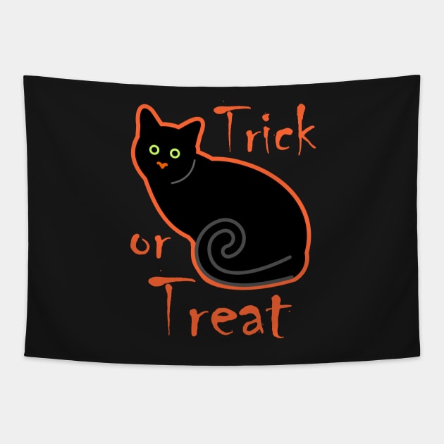 Halloween Black Cat Tapestry by evisionarts