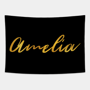 Amelia Name Hand Lettering in Gold Letters Tapestry