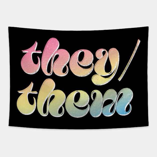 They/Them Pronouns --- Retro Style Design Tapestry by DankFutura