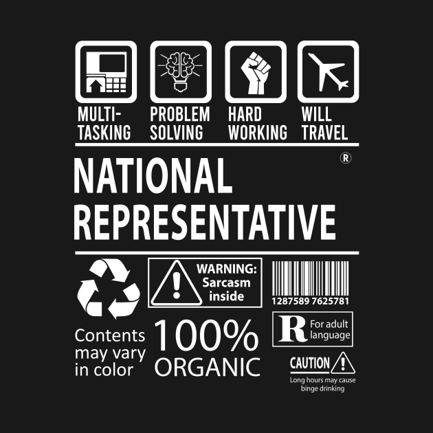 National Representative T Shirt - MultiTasking Certified Job Gift Item Tee by Aquastal