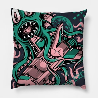 ALIEN CRASH by WOOF SHIRT Pillow