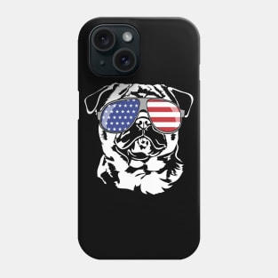 Funny Proud Pug American Flag sunglasses patriotic dog Phone Case