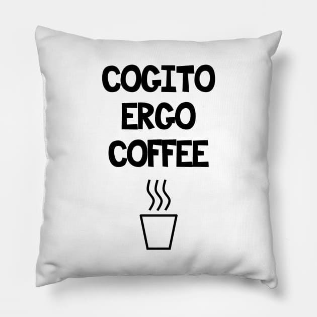 Cogito ergo coffee Pillow by Warp9