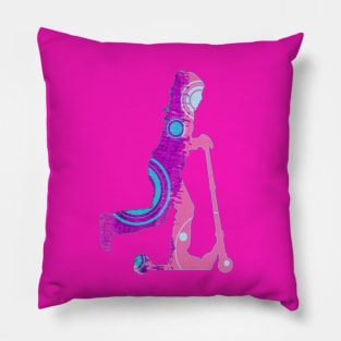 Sweet Childhood - Girl on Kick scooter Pillow