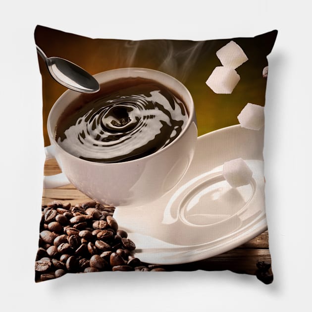 Coffee cup and beans Pillow by GreekTavern