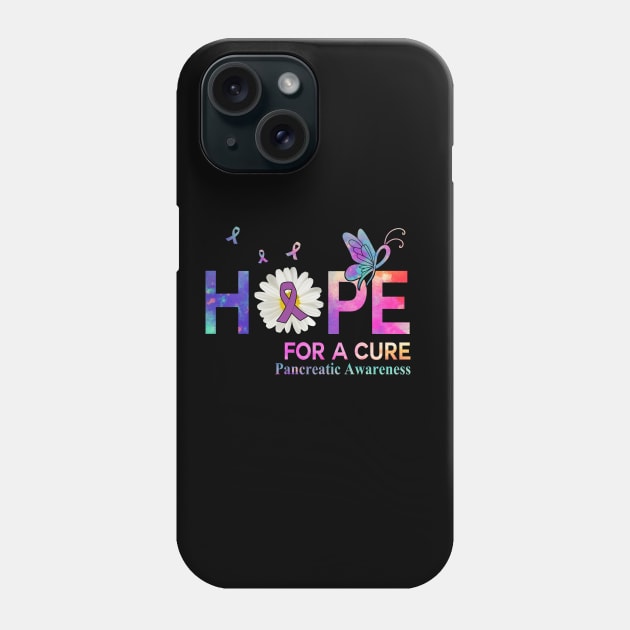 Hope For A Cure  Butterfly Flower Pancreatic cancer Phone Case by HomerNewbergereq