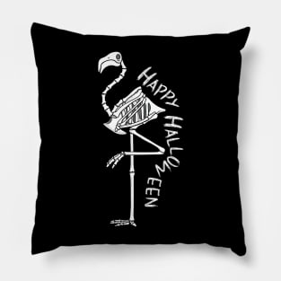 Skeleton Flamingo Halloween Pillow