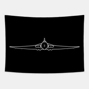 Avro Vulcan classic aircraft front and back outline graphic (white) Tapestry