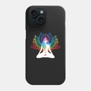 Rainbow Lotus Flower With Chakras Aligned Meditating Bohemian Girl Phone Case