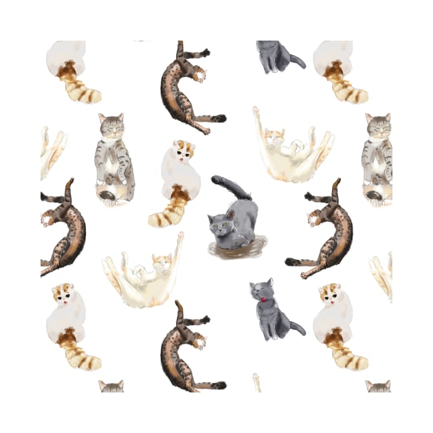 Watercolour Cat Shapes Seamless Pattern by georgiagoddard