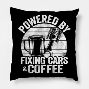 Powered By Fixing Cars & Coffee Funny Mechanic Pillow