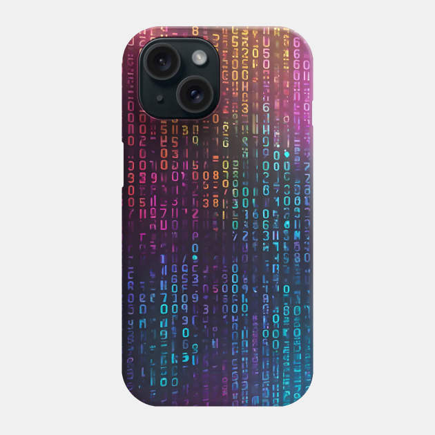 vibrant color binary code Phone Case by Anik Arts