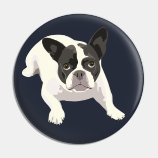 Black and White French Bulldog - Vector Art Portrait Pin