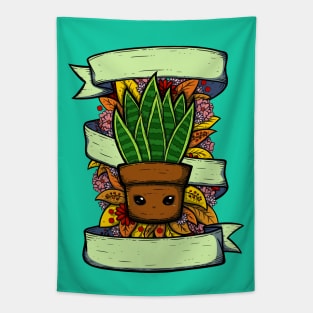 Cute Snake Plant Illustration Tapestry