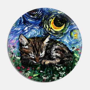 Sleepy Tabby Kitten Night Pin