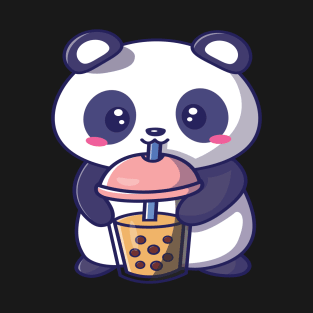 Kawaii Cute Anime Panda Otaku Japanese Bubble Boba Tea T-Shirt