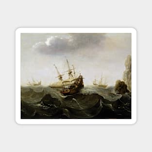 A Ship in a Rough Sea By Cornelisz Verbeecq Magnet