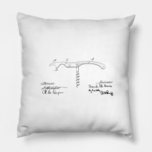 Corkscrew Vintage Patent Hand Drawing Pillow