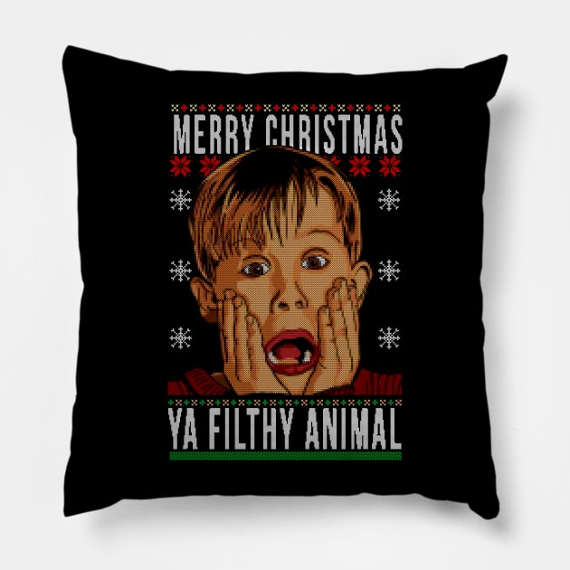 merry christmas ya filthy animal Pillow by marscarey