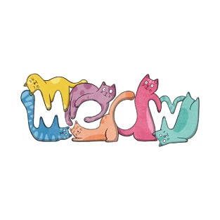 Meow Cats Typography T-Shirt