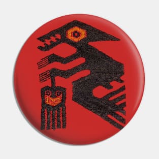 Inca Design ghoul holding a head Pin