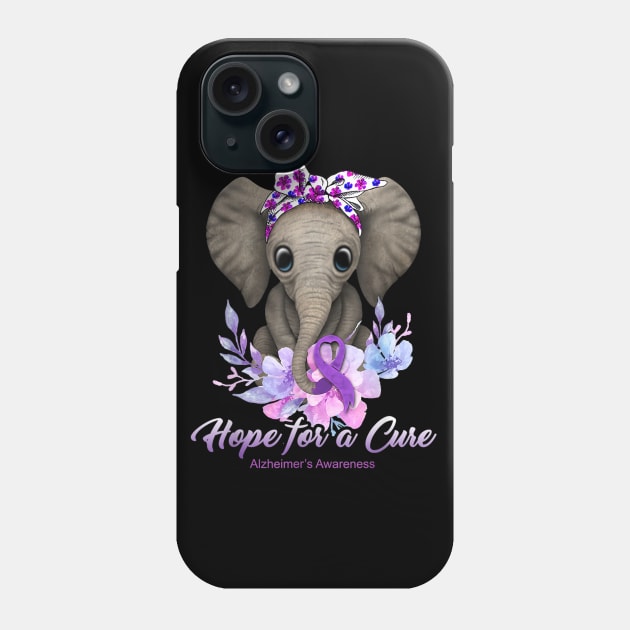 Hope for a Cure Flower Elephant Alzheimer's Awareness Phone Case by jordanfaulkner02