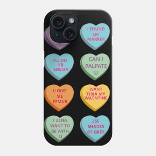 Funny Xray Valentines Candy Hearts BK Background Phone Case