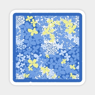 Wildflowers Seamless pattern. Flowering of small white flowers, blue, yellow. Magnet