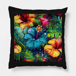 Colorful hibiscus pattern Pillow