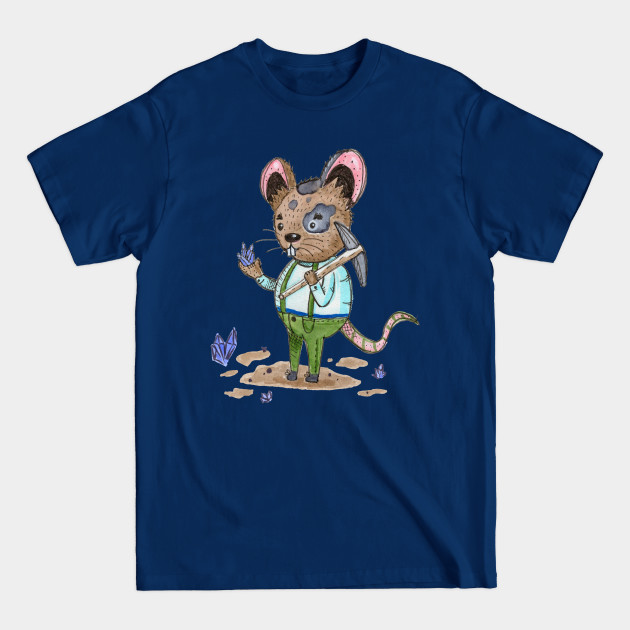 Discover Little Mouse Crystal Miner in Watercolor - Mouse - T-Shirt