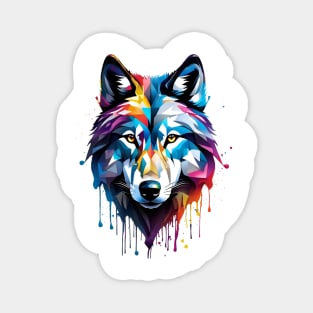 Wolf Head Dripping Rainbow Graffiti Magnet