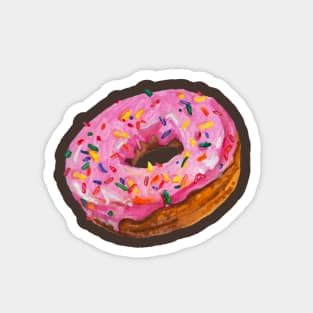 Watercolor of a pink glazed donut Magnet