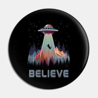 Believe Cat UFO Alien Gift Pin